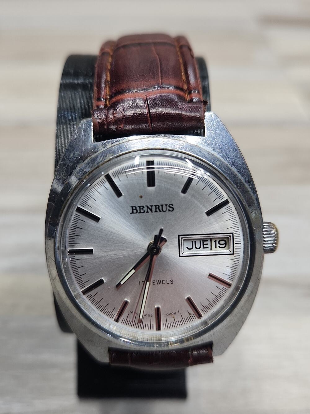Benrus Manual Wind Watch Men 37mm Silver Tone. Running, Hamazawa Movement